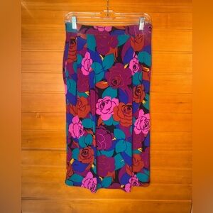 Vibrant Vintage Pleated Floral MIDI Skirt